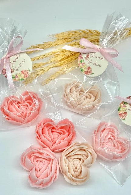 Peony Flower Soap melts Favors - Baby Shower Guest Gifts in Bulk, Elegant Wildflower Bridal Party, Floral Bloom Thank You Wedding Decorations