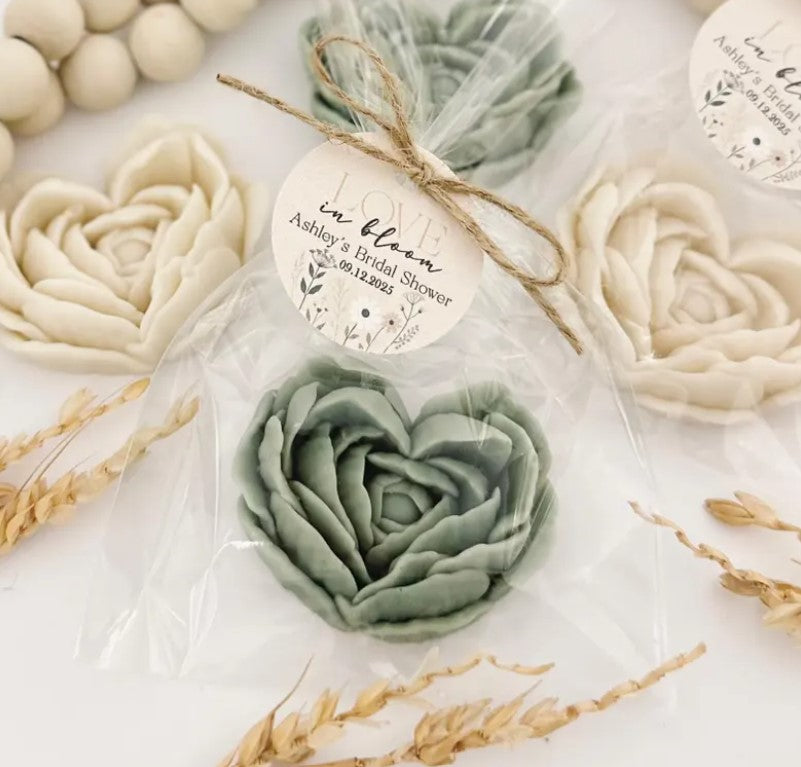 Peony Flower Soap melts Favors - Baby Shower Guest Gifts in Bulk, Elegant Wildflower Bridal Party, Floral Bloom Thank You Wedding Decorations