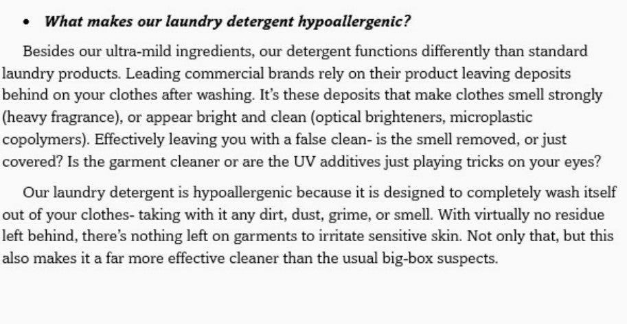 Truly Hypoallergenic Laundry Detergent Non-Toxic For Skin